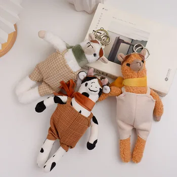 15cm Karikatür Sevimli Alpaka peluş oyuncaklar Anime Doldurulmuş Hayvanlar İnek Peluş Anahtarlık Kolye Bebek Çocuk Sırt Çantası Asılı Çocuk Hediyeler