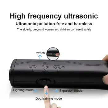 3in1 köpek kovucu cihaz LED ultrasonik taşınabilir köpek eğitim kovucular Anti Barking cihazı pil olmadan flaş ışığı ile