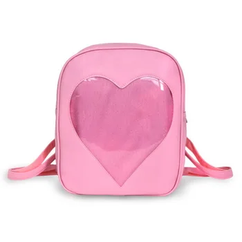 dhl veya ems tarafından 20 adet 2017 Şeker Şeffaf Aşk Kalp Şekli Sırt Harajuku Okul Çantası Omuz Çantaları Genç Kızlar İçin