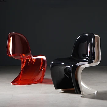 İskandinav Akrilik Şeffaf yemek sandalyeleri Eğlence Yaratıcı Yemek Sandalyesi Balkon Plastik Basit Sillas De Comedor Mobilya WZ