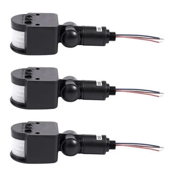 LED ışık için 3X açık 12V DC otomatik kızılötesi PIR Hareket Sensörü Anahtarı, Siyah