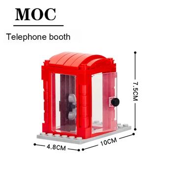 MOC4007 Mobilya telefon kulübesi Tuğla Sokak Görünümü Yapı Taşı eğitici oyuncak Çocuk Arkadaşlar İçin Kız İçin Yaratıcı Hediyeler