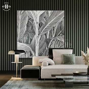 Modern Soyut Siyah Beyaz Yapraklar Tuval Baskı boyama Posteri Moda Duvar Resimleri Sanat Oturma Odası ev içi dekorasyon