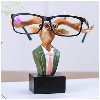 Orijinal Tasarım Yeşil Geyik Gözlük Standı El Yapımı Reçine Zanaat Güzel Gözlük Güneş Gözlüğü Tutucu Süs Figürleri Ev Dekor