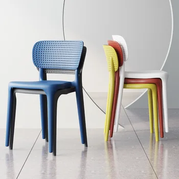 Plastik Sandalye Arkalığı İstiflenebilir Ev Modern Minimalist Plastik Tabure yemek masası Restoran İskandinav Yemek Sandalyesi Açık