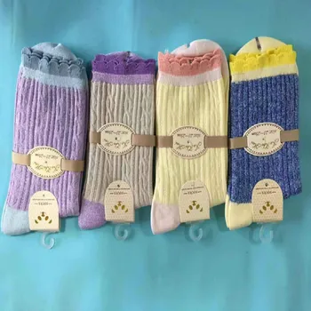 Sonbahar Kış Dantel Şeker Renk Yumuşak Kadın Ayak Bileği Çorap Bayan Bayan Kız Sanat Çorap Kısa Sox 5 çift / grup