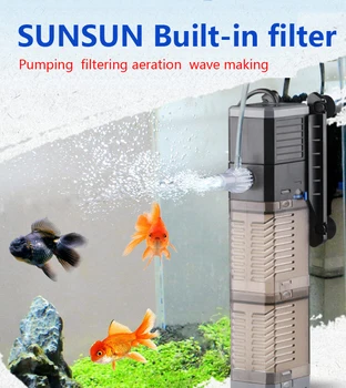 SUNSUN 4 İn 1 Çok fonksiyonlu akvaryum filtresi Dahili sünger filtre Balık Tankı Dalgıç Su Pompası Dalga Makinesi Hava Havalandırıcı