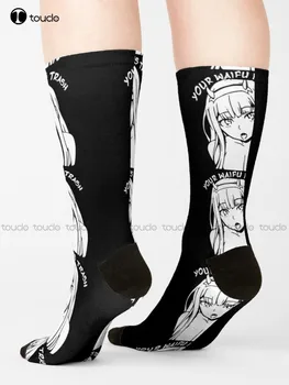 Sıfır İki Sevgilim Franxx İçinde Waifu Çorap spor çorapları Sevimli Desen Komik Sonbahar En İyi Karikatür Sokak Kaykay Çorap Hediye Sanat
