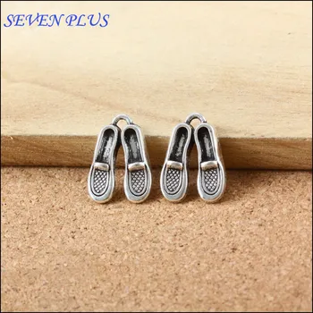 Yüksek Kalite 20 Adet/grup 13mm*18mm Antik Gümüş Kaplama Metal Charm Küçük Bebek Ayakkabı Takılar Takı Yapımı İçin